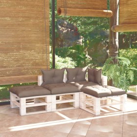 4-piece pallet garden furniture with pine wood cushions by vidaXL, Garden sets - Ref: Foro24-3066236, Price: 286,99 €, Discou...