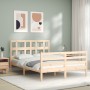 Bed frame with solid wood headboard 140x200 cm by vidaXL, Beds and slatted bases - Ref: Foro24-3194831, Price: 124,25 €, Disc...