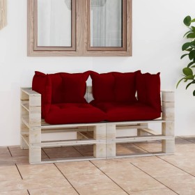 2-seater pallet garden sofa with pine wood cushions by vidaXL, Garden sets - Ref: Foro24-3066108, Price: 187,31 €, Discount: %