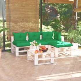 Muebles de jardín de palets 5 pzas con cojines madera de pino de vidaXL, Conjuntos de jardín - Ref: Foro24-3066256, Precio: 3...