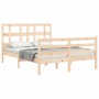 Bed frame with solid wood headboard 140x200 cm by vidaXL, Beds and slatted bases - Ref: Foro24-3194831, Price: 124,25 €, Disc...