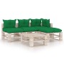 5-piece pallet garden furniture with pine wood cushions by vidaXL, Garden sets - Ref: Foro24-3066256, Price: 385,99 €, Discou...