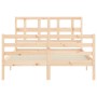 Bed frame with solid wood headboard 140x200 cm by vidaXL, Beds and slatted bases - Ref: Foro24-3194831, Price: 124,25 €, Disc...