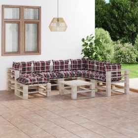 Paletten-Gartenmöbel-Set 8-teilig mit Kissen aus Kiefernholz von vidaXL, Gartensets - Ref: Foro24-3066171, Preis: 583,99 €, R...