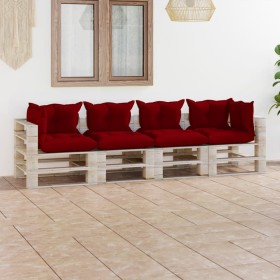 4-seater pallet garden sofa with pine wood cushions by vidaXL, Garden sets - Ref: Foro24-3066138, Price: 377,99 €, Discount: %