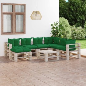 8-piece pallet garden furniture with pine wood cushions by vidaXL, Garden sets - Ref: Foro24-3066166, Price: 609,46 €, Discou...