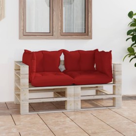 2-seater pallet garden sofa with pine wood cushions by vidaXL, Garden sets - Ref: Foro24-3066107, Price: 187,99 €, Discount: %