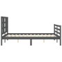 Gray solid wood bed frame with headboard 140x190 cm by vidaXL, Beds and slatted bases - Ref: Foro24-3193903, Price: 158,62 €,...