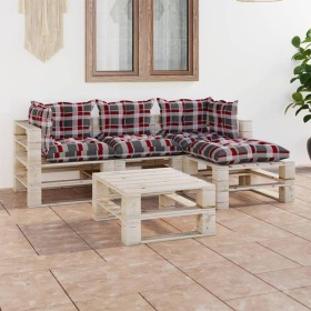 5-piece pallet garden furniture set with pine wood cushions by vidaXL, Garden sets - Ref: Foro24-3066186, Price: 406,87 €, Di...