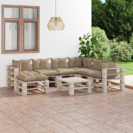 Muebles de jardín de palets 8 pzas con cojines madera de pino de vidaXL, Conjuntos de jardín - Ref: Foro24-3066162, Precio: 6...