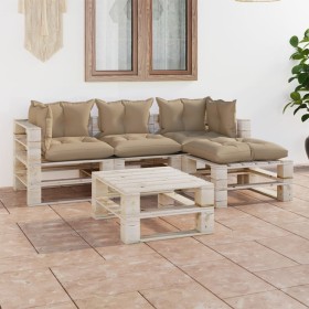 Muebles de jardín de palets 5 pzas con cojines madera de pino de vidaXL, Conjuntos de jardín - Ref: Foro24-3066177, Precio: 4...