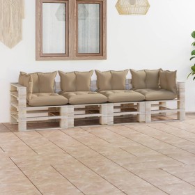 4-seater pallet garden sofa with pine wood cushions by vidaXL, Garden sets - Ref: Foro24-3066132, Price: 397,99 €, Discount: %