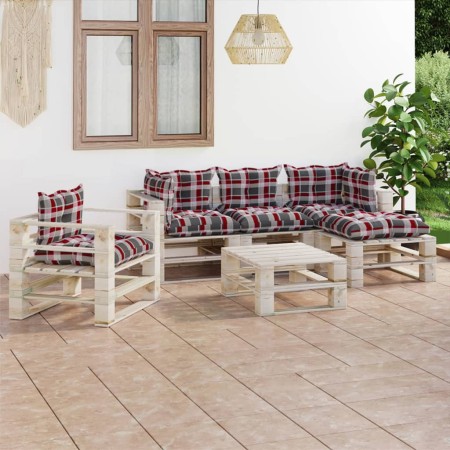 Paletten-Gartenmöbel-Set 6-teilig mit Kissen aus Kiefernholz von vidaXL, Gartensets - Ref: Foro24-3066201, Preis: 478,87 €, R...