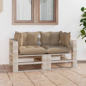 2-seater pallet garden sofa with pine wood cushions by vidaXL, Garden sets - Ref: Foro24-3066102, Price: 209,99 €, Discount: %