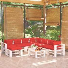 9-piece pallet garden furniture and pine wood cushions by vidaXL, Garden sets - Ref: Foro24-3066227, Price: 680,99 €, Discoun...