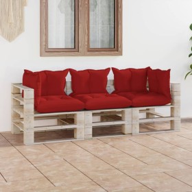 3-seater pallet garden sofa with pine wood cushions by vidaXL, Garden sets - Ref: Foro24-3066122, Price: 256,16 €, Discount: %