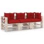 3-seater pallet garden sofa with pine wood cushions by vidaXL, Garden sets - Ref: Foro24-3066122, Price: 256,99 €, Discount: %