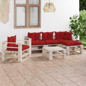 Garden furniture made of 6-piece pallets and pine wood cushions by vidaXL, Garden sets - Ref: Foro24-3066197, Price: 473,82 €...