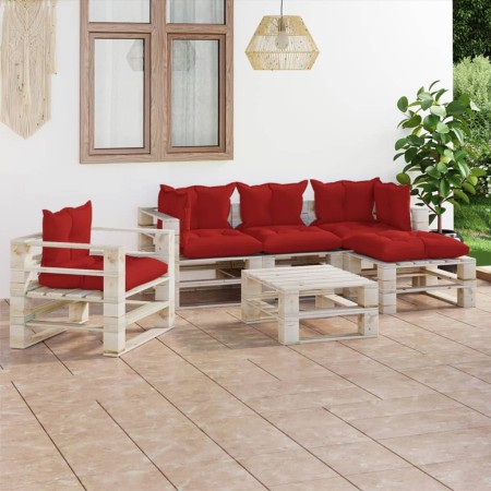 Garden furniture made of 6-piece pallets and pine wood cushions by vidaXL, Garden sets - Ref: Foro24-3066197, Price: 473,99 €...