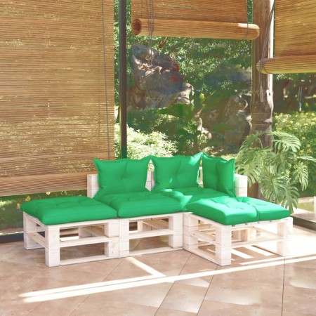 4-piece pallet garden furniture with pine wood cushions by vidaXL, Garden sets - Ref: Foro24-3066241, Price: 281,99 €, Discou...