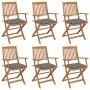 6 pcs folding garden chairs and solid acacia wood cushions by vidaXL, Garden chairs - Ref: Foro24-3065477, Price: 325,65 €, D...