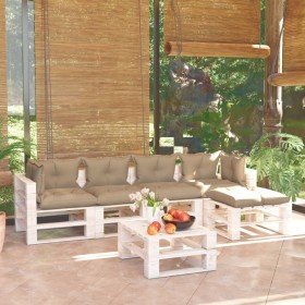 Garden furniture made of 6-piece pallets and pine wood cushions by vidaXL, Garden sets - Ref: Foro24-3066312, Price: 472,99 €...