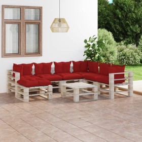 8-piece pallet garden furniture with pine wood cushions by vidaXL, Garden sets - Ref: Foro24-3066167, Price: 576,09 €, Discou...