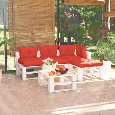 Muebles de jardín de palets 5 pzas con cojines madera de pino de vidaXL, Conjuntos de jardín - Ref: Foro24-3066257, Precio: 3...