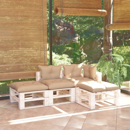 4-piece pallet garden furniture with pine wood cushions by vidaXL, Garden sets - Ref: Foro24-3066237, Price: 286,15 €, Discou...