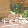 4-piece pallet garden furniture with pine wood cushions by vidaXL, Garden sets - Ref: Foro24-3066237, Price: 286,15 €, Discou...