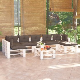 8-piece pallet garden furniture with pine wood cushions by vidaXL, Garden sets - Ref: Foro24-3066326, Price: 567,38 €, Discou...