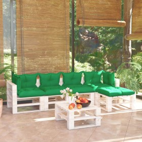 Garden furniture made of 6-piece pallets and pine wood cushions by vidaXL, Garden sets - Ref: Foro24-3066316, Price: 471,99 €...