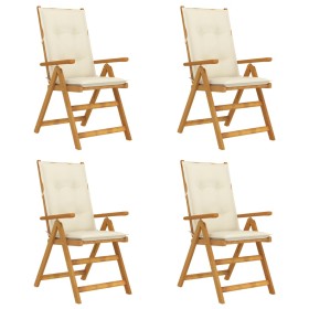 Reclining garden chairs 4 pcs solid acacia wood cushions by vidaXL, Garden chairs - Ref: Foro24-3065364, Price: 362,99 €, Dis...