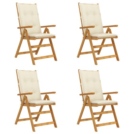 Reclining garden chairs 4 pcs solid acacia wood cushions by vidaXL, Garden chairs - Ref: Foro24-3065364, Price: 362,76 €, Dis...