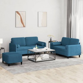Juego de sofás con cojines 3 piezas terciopelo azul von , Sofas - Ref: Foro24-3202013, Preis: 568,25 €, Rabatt: %