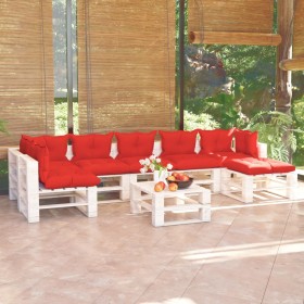 8-piece pallet garden furniture with pine wood cushions by vidaXL, Garden sets - Ref: Foro24-3066332, Price: 550,99 €, Discou...