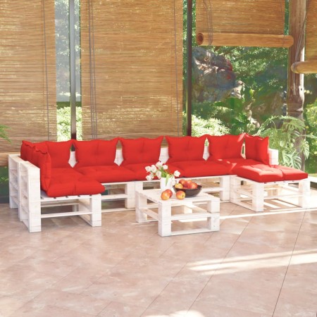 8-piece pallet garden furniture with pine wood cushions by vidaXL, Garden sets - Ref: Foro24-3066332, Price: 550,99 €, Discou...