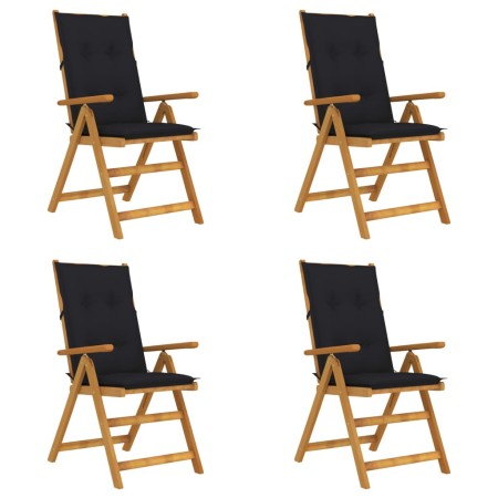 Reclining garden chairs 4 pcs solid acacia wood cushions by vidaXL, Garden chairs - Ref: Foro24-3065369, Price: 317,07 €, Dis...