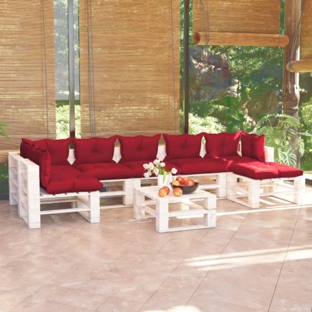 8-piece pallet garden furniture with pine wood cushions by vidaXL, Garden sets - Ref: Foro24-3066333, Price: 550,99 €, Discou...