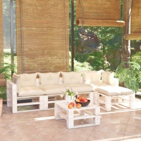 Garden furniture made of 6-piece pallets and pine wood cushions by vidaXL, Garden sets - Ref: Foro24-3066313, Price: 470,73 €...