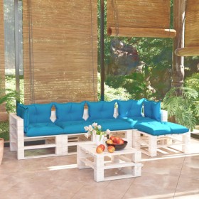 Garden furniture made of 6-piece pallets and pine wood cushions by vidaXL, Garden sets - Ref: Foro24-3066315, Price: 462,44 €...