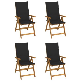 Reclining garden chairs 4 pcs solid acacia wood cushions by vidaXL, Garden chairs - Ref: Foro24-3065354, Price: 344,99 €, Dis...