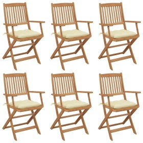 6 pcs folding garden chairs and solid acacia wood cushions by vidaXL, Garden chairs - Ref: Foro24-3065478, Price: 333,61 €, D...