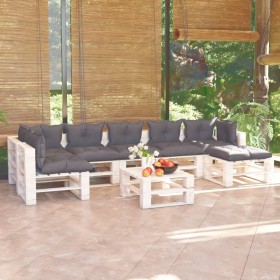 Muebles de jardín de palets 8 pzas con cojines madera de pino de vidaXL, Conjuntos de jardín - Ref: Foro24-3066325, Precio: 5...