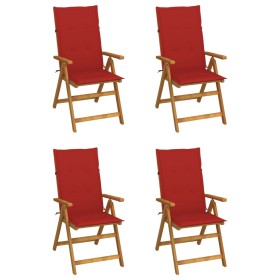 Reclining garden chairs 4 pcs solid acacia wood cushions by vidaXL, Garden chairs - Ref: Foro24-3065353, Price: 338,70 €, Dis...