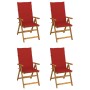 Reclining garden chairs 4 pcs solid acacia wood cushions by vidaXL, Garden chairs - Ref: Foro24-3065353, Price: 339,99 €, Dis...