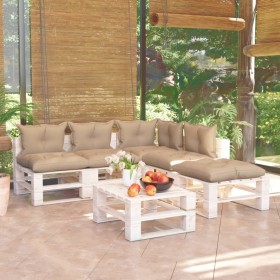 Garden furniture made of 6-piece pallets and pine wood cushions by vidaXL, Garden sets - Ref: Foro24-3066297, Price: 440,99 €...