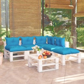 Garden furniture made of 6-piece pallets and pine wood cushions by vidaXL, Garden sets - Ref: Foro24-3066300, Price: 428,70 €...