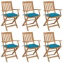 6 pcs folding garden chairs and solid acacia wood cushions by vidaXL, Garden chairs - Ref: Foro24-3065480, Price: 311,85 €, D...