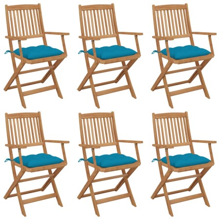 6 pcs folding garden chairs and solid acacia wood cushions by vidaXL, Garden chairs - Ref: Foro24-3065480, Price: 311,85 €, D...